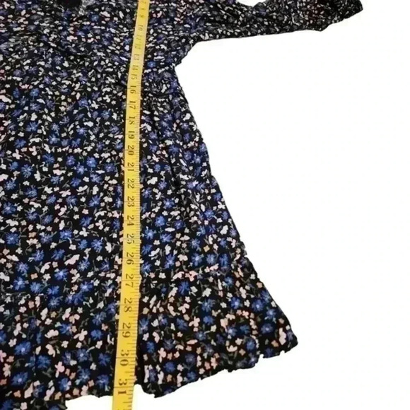 ZARA Dress Floral Mini Long Sleeves Black Blue Yellow Chiffon Y2K Women's Med - Picture 16 of 16